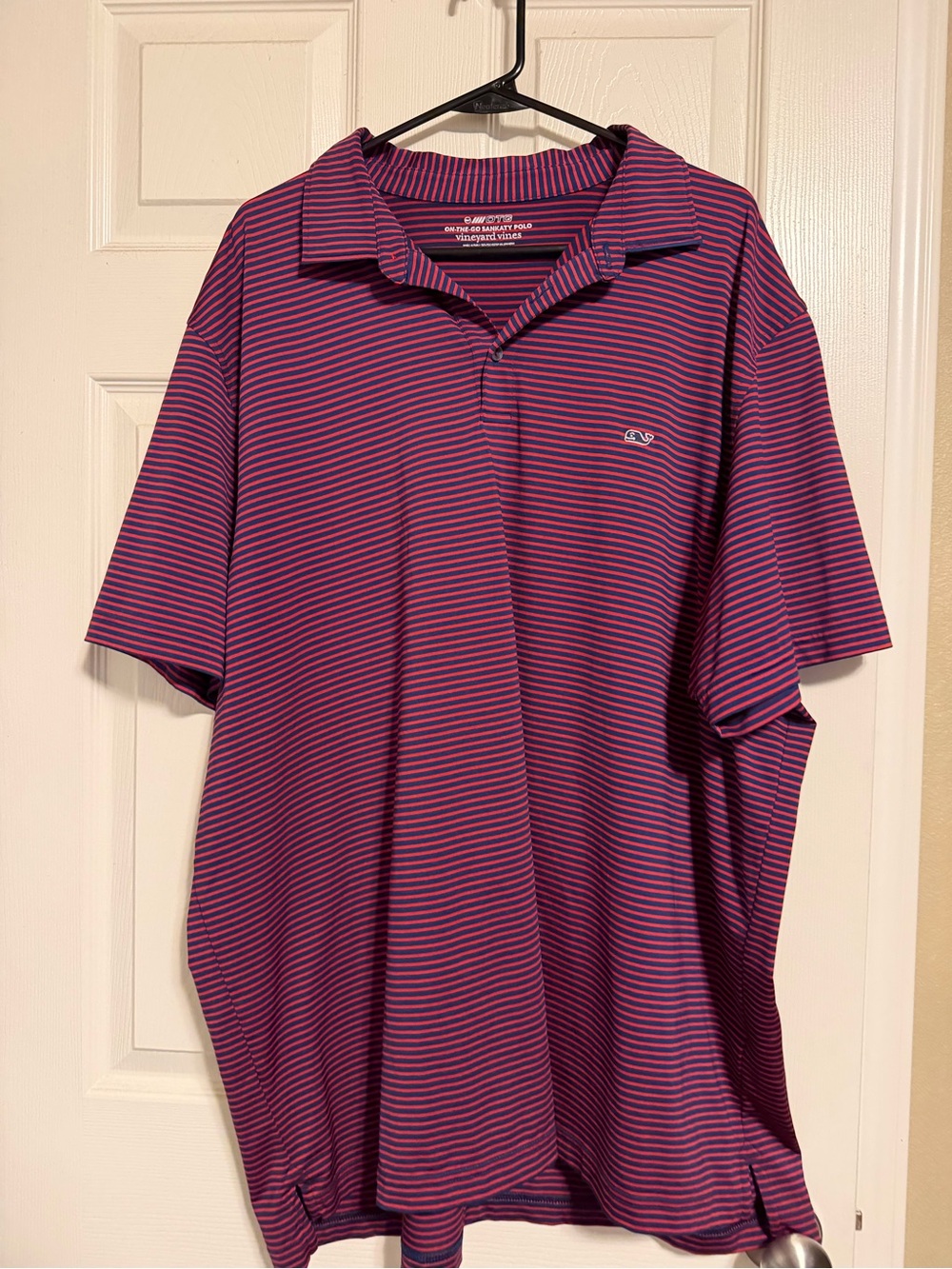 Vineyard Vines Men’s Red and Blue Striped Polo Shirt